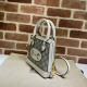 Replicas Gucci Horsebit 1955 Mini bolso con asa superior 640716 Marrón / Blanco Baratos Imitacion