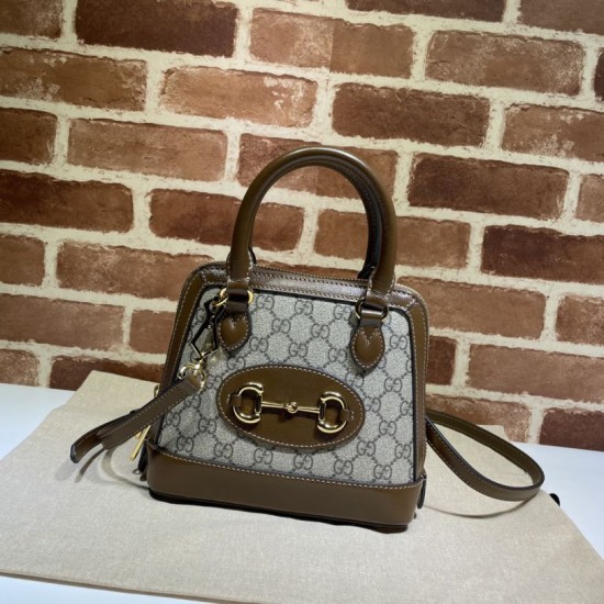 Replicas Gucci Horsebit 1955 Mini bolso con asa superior 640716 Marrón Baratos Imitacion