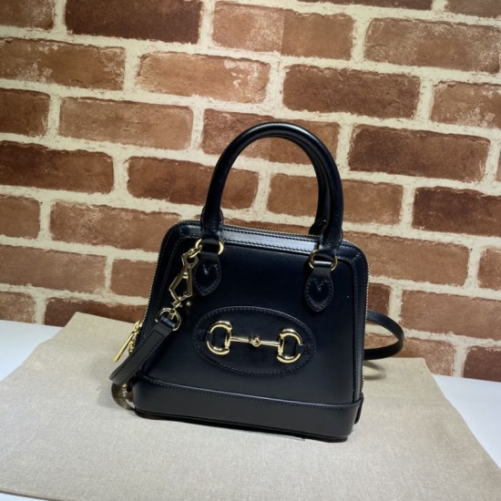 Replicas Gucci Horsebit 1955 Mini bolso con asa superior 640716 Negro Baratos Imitacion