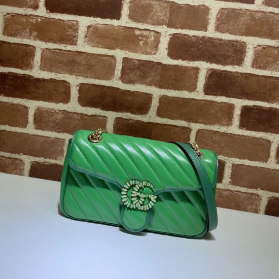 Replicas Bolso de hombro pequeño Gucci GG Marmont 443497 verde Baratos Imitacion