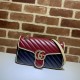 Replicas Bolso de hombro pequeño Gucci GG Marmont 443497 Negro / Rojo Baratos Imitacion