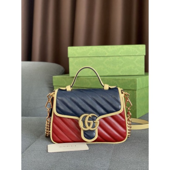 Replicas Minibolso Gg Marmont exclusivo de Gucci Online 583571 Azul oscuro Baratos Imitacion