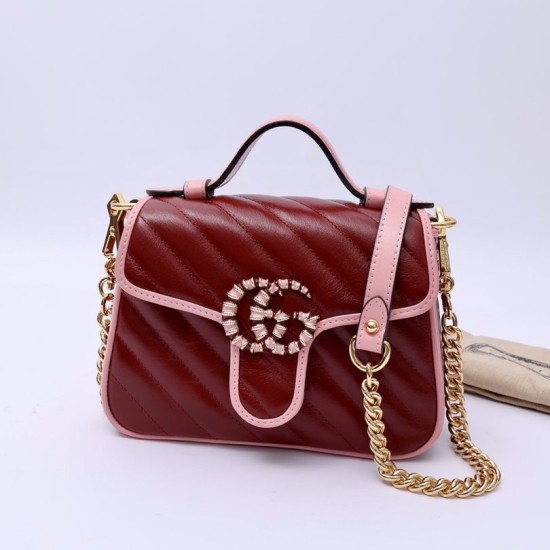 Replicas Minibolso Gg Marmont exclusivo de Gucci Online 583571 Rojo Baratos Imitacion