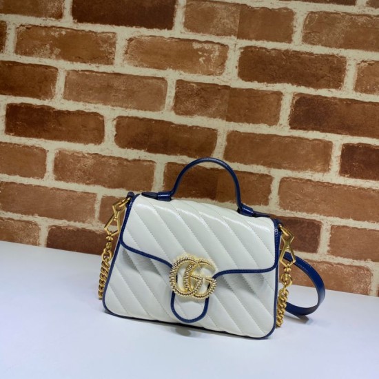 Replicas Minibolso Gg Marmont exclusivo de Gucci Online 583571 Blanco Baratos Imitacion