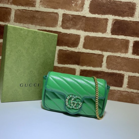 Replicas Gucci GG Marmont Super Mini Bolsa 574969 Verde Baratos Imitacion