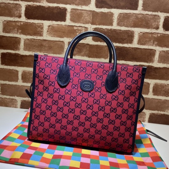 Replicas Bolso Tote Pequeño Gucci GG Multicolour 659983 Rojo Baratos Imitacion