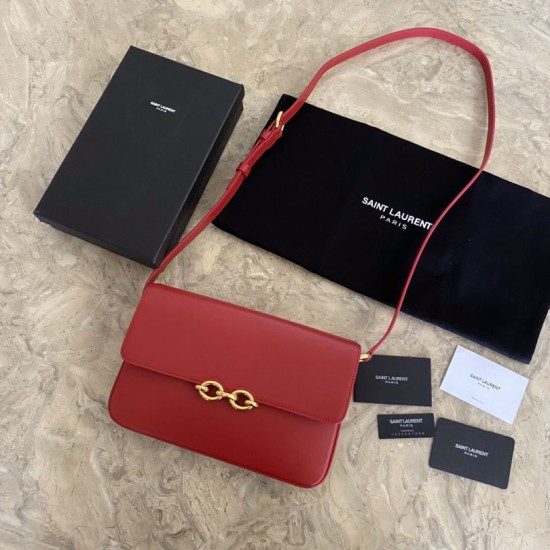 Replicas YSL Saint Laurent Le Maillon Satchel Bag Rojo Baratos Imitacion