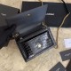 Replicas Bolso de mano pequeño de cocodrilo YSL Negro Dorado Baratos Imitacion