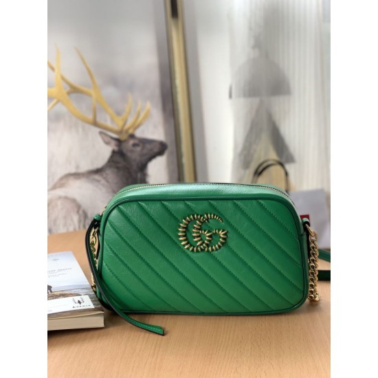 Replicas Bolso de hombro pequeño Gucci GG Marmont 447632 Verde Baratos Imitacion