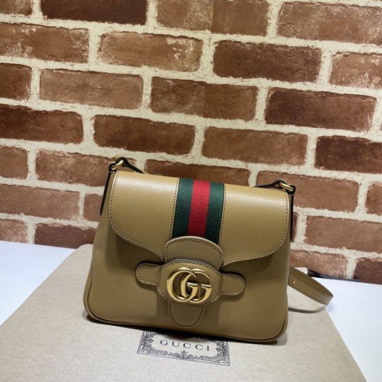 Replicas Bolso mensajero Gucci Small con doble G y tribanda & lrm; 648934 Marrón Baratos Imitacion