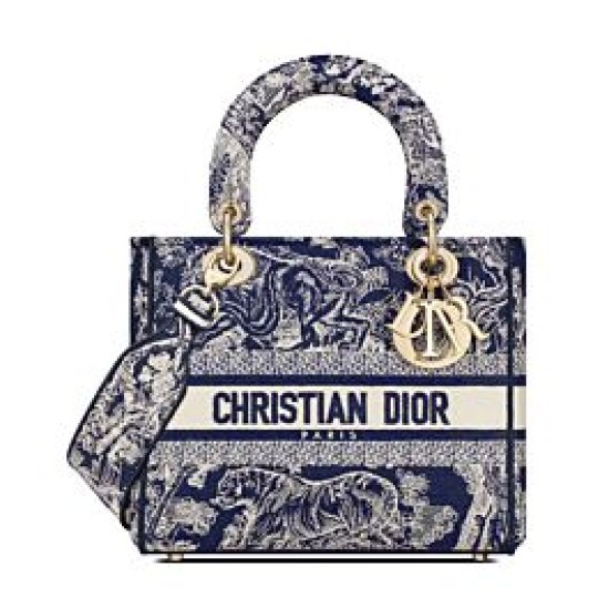 Replicas Christian Dior Bolso mediano Lady D-Lite azul oscuro Baratos Imitacion