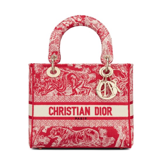 Replicas Christian Dior Bolso mediano Lady D-Lite rojo Baratos Imitacion