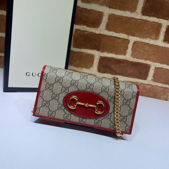 Falsa Cartera de cadena Gucci Horsebit 1955 & lrm; 621892 rojo Imitacion