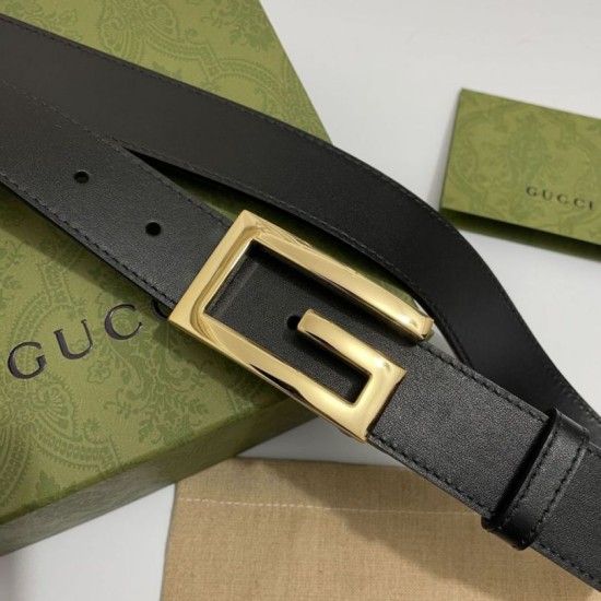 Falsa Cinturón reversible Gucci con hebilla G cuadrada 626974 Black Gold Imitacion