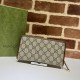 Falsa Cartera Gucci con cremallera y G entrelazada 673003 Marrón Imitacion