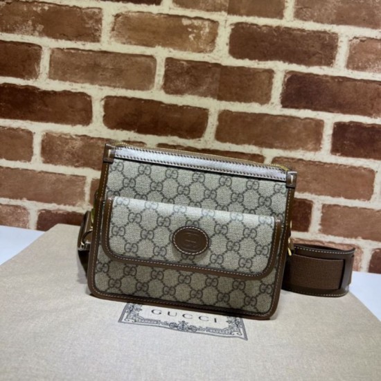 Falsa Bolsa de mensajero Gucci con G entrelazadas 674164 Marrón Imitacion