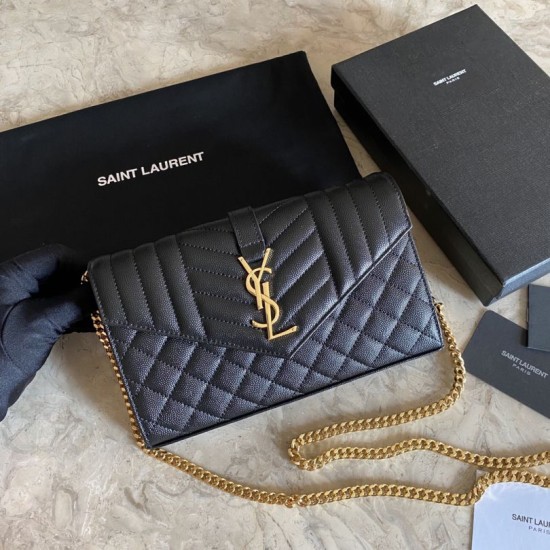 Falsa YSL Saint Laurent Monogram Envelope Chain Woc Monedero Blanco Imitacion