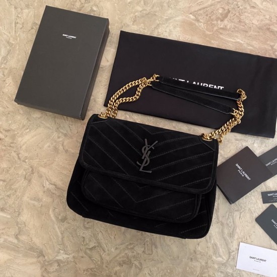 Falsa YSL Saint Laurent Niki Bolso mediano de ante acolchado negro Imitacion