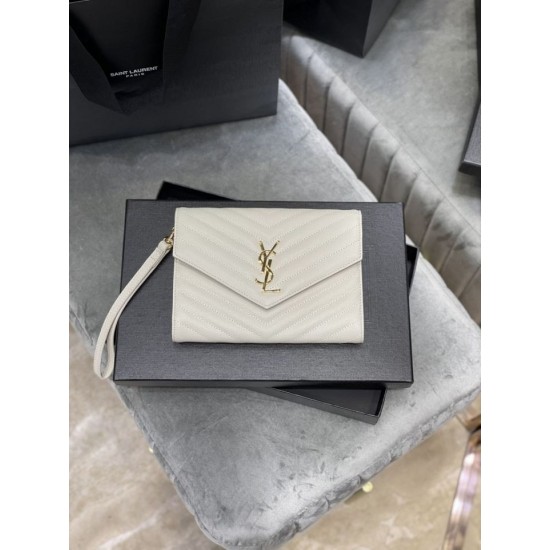 Falsa YSL Saint Laurent Monogram Clutch Acolchado Grain Beige Imitacion