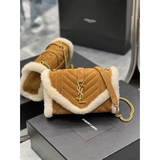 Falsa YSL Saint Laurent Envelope Small Bag Suede Shearling Imitacion