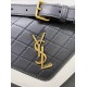 Falsa YSL Saint Laurent gaby Satchel Vintage Bolso de piel de cordero negro / blanco Imitacion