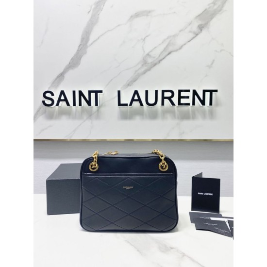 Falsa YSL Saint Laurent Le Maillon Bolso pequeño con cadena negro Imitacion