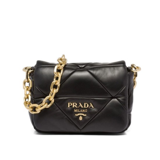 Replicas Bolso De Hombro Prada System Nappa Patchwork 1BD292 Negro Imitacion Baratos