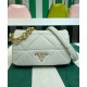 Replicas Bolso de hombro Prada System Nappa Patchwork 1BD328 Blanco Imitacion Baratos