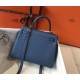 Replicas Hermes Kelly 25cm Bolso Sellier Clemence Cuero Azul Imitacion Baratos