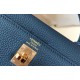 Replicas Hermes Kelly 25cm Bolso Sellier Clemence Cuero Azul Imitacion Baratos