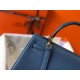 Replicas Hermes Kelly 25cm Bolso Sellier Clemence Cuero Azul Imitacion Baratos