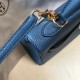 Replicas Hermes Kelly 25cm Bolso Sellier Clemence Cuero Azul Imitacion Baratos