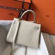 Replicas Hermes Kelly 25cm Bolso Sellier Clemence Cuero Craie Imitacion Baratos