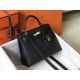 Replicas Hermes Kelly 25cm Bolso Sellier Epsom Cuero Negro Imitacion Baratos