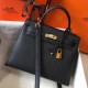 Replicas Hermes Kelly 25cm Bolso Sellier Epsom Cuero Negro Imitacion Baratos