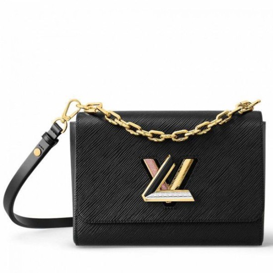 Replicas Bolso Louis Vuitton Twist MM en cuero Epi negro M21031 Imitacion Baratos