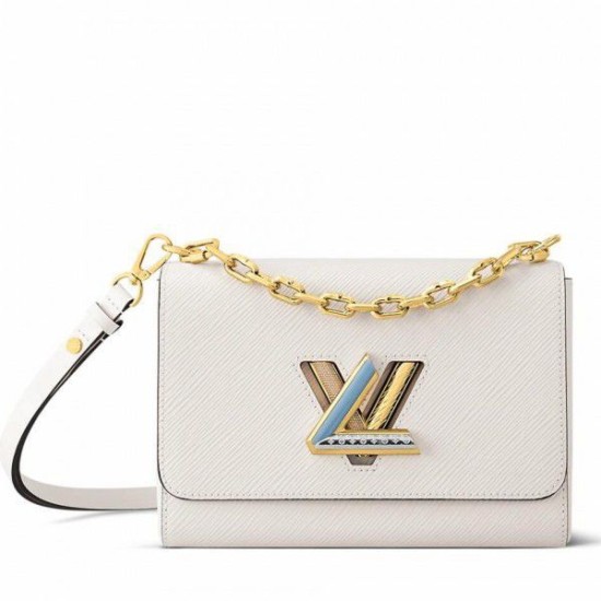 Replicas Bolso Louis Vuitton Twist MM en cuero Epi blanco M21032 Imitacion Baratos