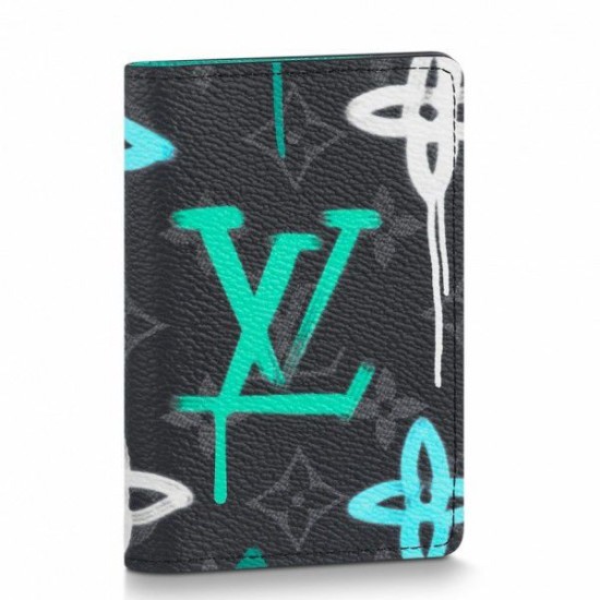 Replicas Organizador de bolsillo Louis Vuitton en lona LV Graffiti Green Eclipse M81798 Imitacion Baratos