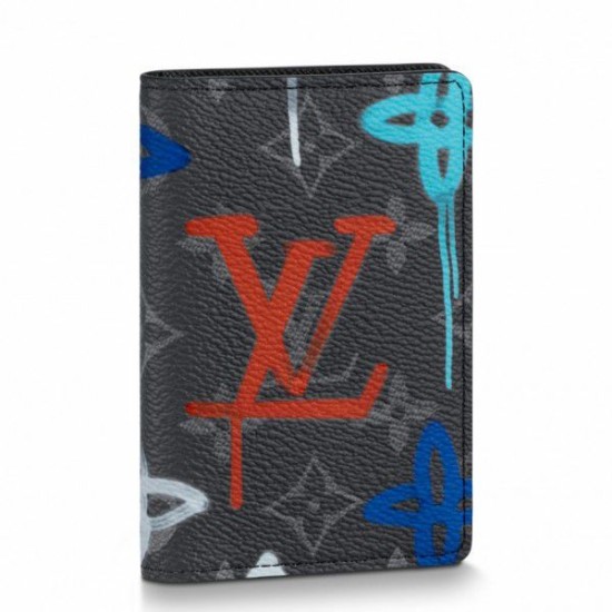 Replicas Organizador de bolsillo Louis Vuitton en lona LV Graffiti Orange Eclipse M81817 Imitacion Baratos