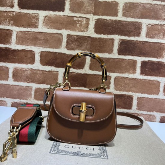 Replicas Gucci Bamboo 1947 Mini Top Handle Bag 686864 Claret Baratos