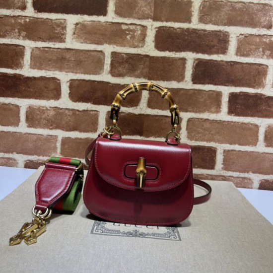 Replicas Gucci Bamboo 1947 Mini Top Handle Bag 686864 Rojo Baratos