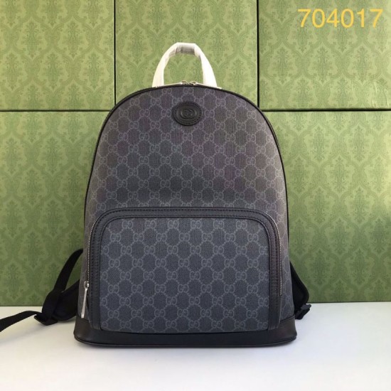 Replicas Mochila Gucci con G entrelazada 704017 Gris Baratos