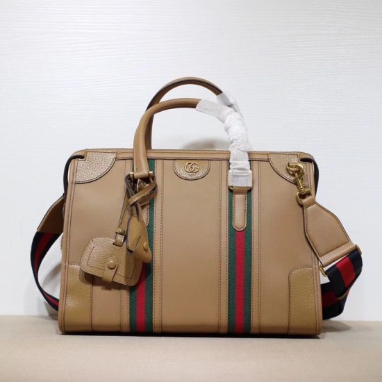 Replicas Gucci Bolso mediano de lona con asa superior 715666 Marrón Baratos