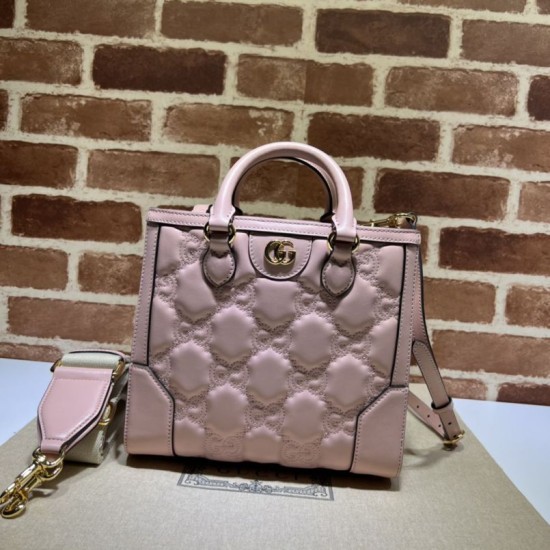 Replicas Gucci GG matelassé mini bolso con asa superior 728309 Rosa Baratos