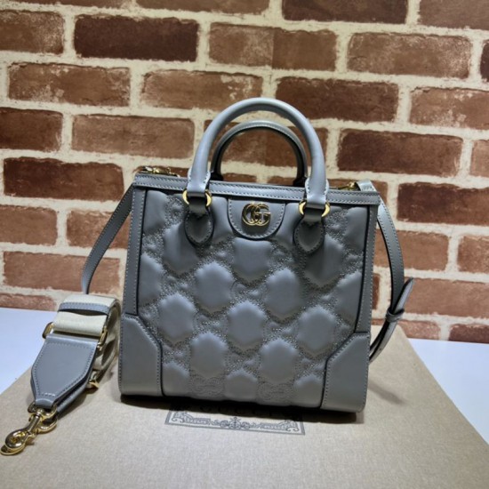 Replicas Minibolso Gucci GG matelassé con asa superior 728309 Gris Baratos