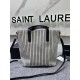 Replicas Bolso shopper de lino a rayas de YSL Saint Laurent Baratos