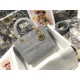 Replicas Bolso Dior Lady D-Lite mediano con bordado Cannage gris Baratos