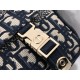 Replicas Dior Bolso de hombro pequeño Diorcamp Oblique con bordado azul Baratos