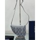 Replicas Bolso hombre Dior Mini Saddle CD Diamond Canvas Gris Baratos