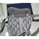 Replicas Bolso hombre Dior Mini Saddle CD Diamond Canvas Gris Baratos